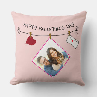 Coussin Heureuse Sainte-Valentin personnalisé photo amour