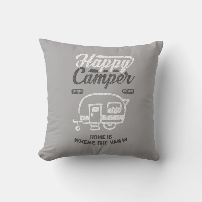 Coussin Heureux accessoires de camping cadeaux de camping (Recto)