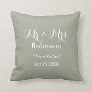 Coussin Heureux Couple M. + Mme Mariage personnalisé