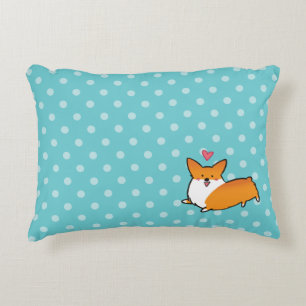 Coussin heureux de corgi de point de polka