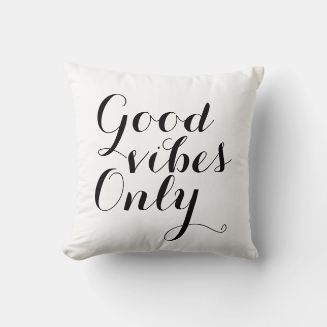 Coussin Heureux de motivation inspiré de Good Vibes (Recto)