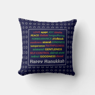 Coussin HEUREUX HANOUKKA Fruit spirituel BLEU