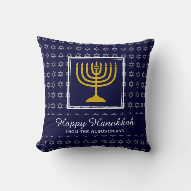 Coussin HEUREUX HANOUKKA Personnalisé BLUE Star David (Recto)