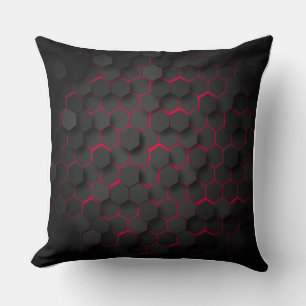Coussin Hexagonal Harmony Bold Polyester noir et rouge
