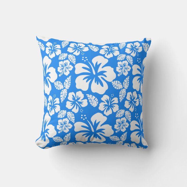 Coussin Hibiscus bleu bleu azur (Recto)