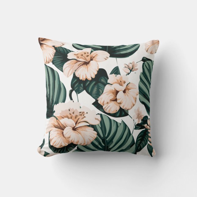 Coussin hibiscus feuille de Monstera (Recto)