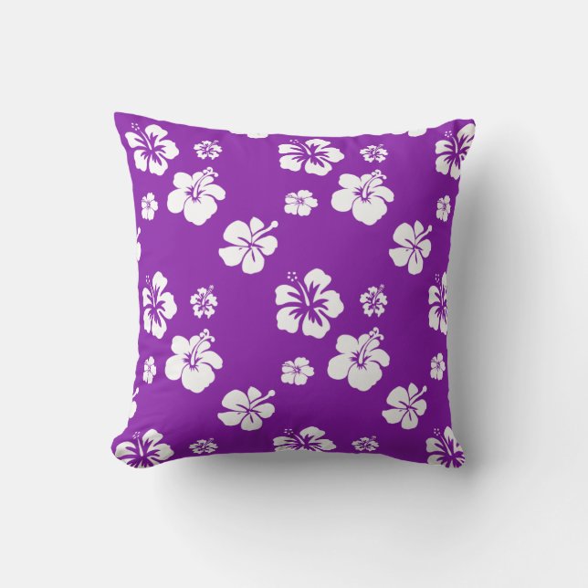Coussin Hibiscus pourpre et blanc (Recto)
