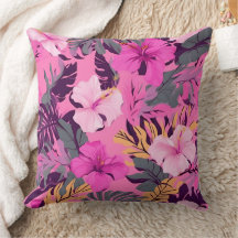 Hibiscus rose tropical - Design floral feuillu