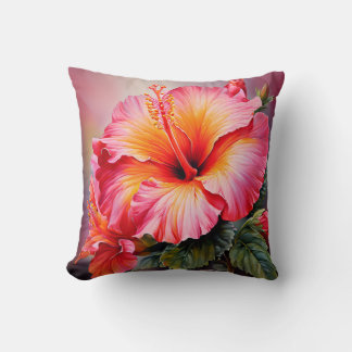 Coussin Hibiscus Style Aquarelle Personnalisable