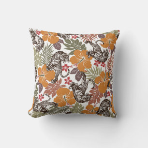 Coussin Hibiscus Tiger, Motif exotique.