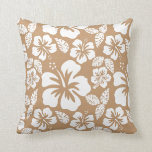 Coussin Hibiscus tropical Brown Hawaiien léger