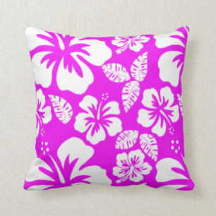 Coussin Hibiscus tropical de Fuchsia Hawaiian