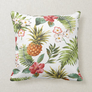 Coussin Hibiscus Tropical Fleurs Jeu Décoratif