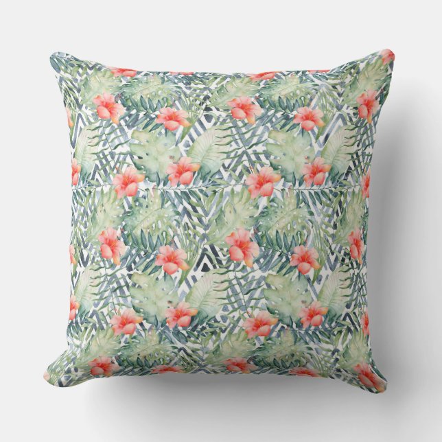 Coussin Hibiscus tropical Floral (Recto)