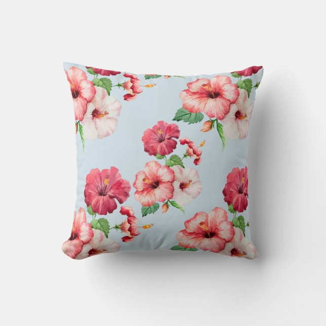 Coussin Hibiscus tropical Hawaiian Floral botanique (Recto)