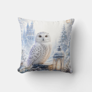 Coussin Hibou Blanc Magie d'Hiver