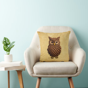 Coussin Hibou Cône de Pin