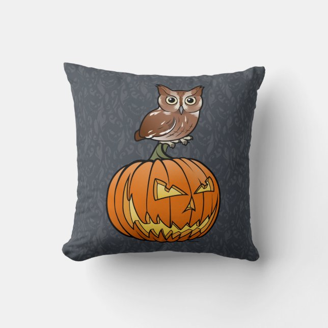 Coussin Hibou de cri strident oriental de Halloween (Recto)