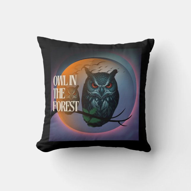Coussin hibou majestueux aux yeux brillants Sticker (Recto)