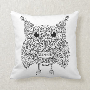 Coussin Hibou mignon de griffonnage