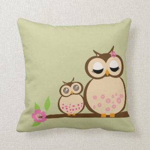 Coussin Hibou mignon de maman et de bébé