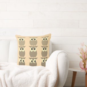 Coussin Hibou totem 3 Sepia