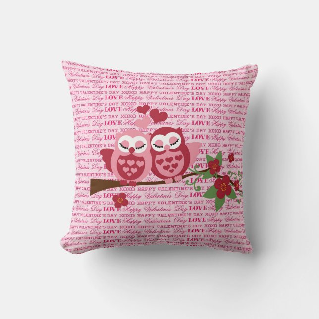 Coussin Hiboux mignons en cadeaux de heureuse (Recto)