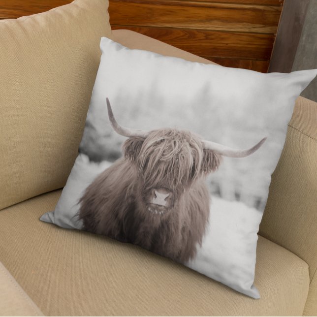 Coussin Highland Cow Scotland Russe Farm (Créateur téléchargé)