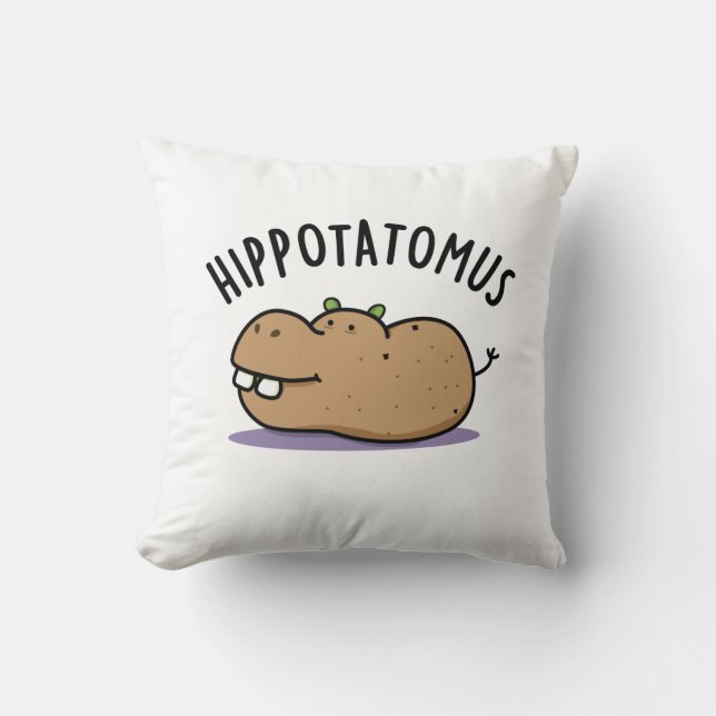 Coussin Hip Potato-mus Funny Hippo Pun (Recto)