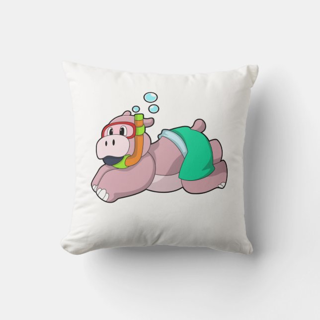 Coussin Hippo à la plongée avec tuba (Recto)