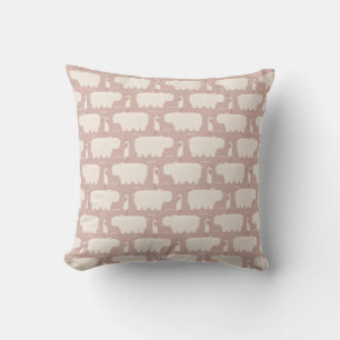 Coussin Hippo et oiseau - rose - pépinière