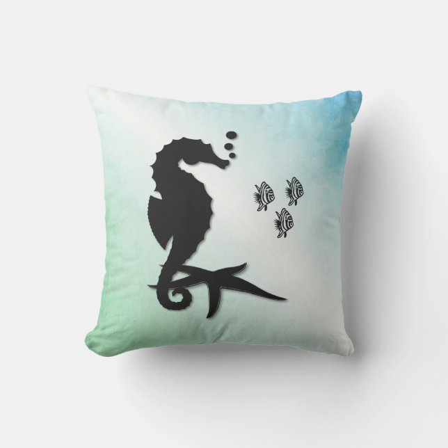 Coussin Hippocampe dans le vert (Recto)