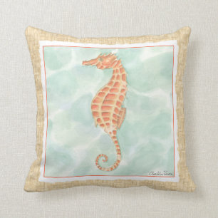 Coussin Hippocampe d'orange d'océan