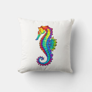 Coussin Hippocampe polygonal arc-en-ciel