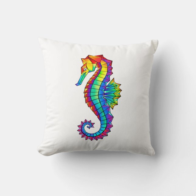 Coussin Hippocampe polygonal arc-en-ciel (Recto)