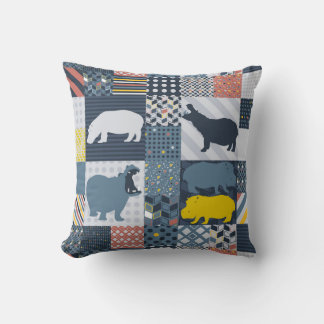 Coussin Hippopotame à feuilles