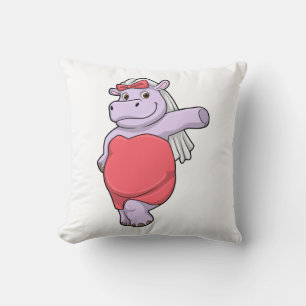 Coussin Hippopotame en mariée avec voile et nœud
