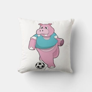 Coussin Hippopotame en tant que joueur de football avec Fo