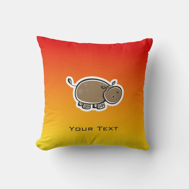 Coussin Hippopotame mignon ; Jaune-orange (Recto)