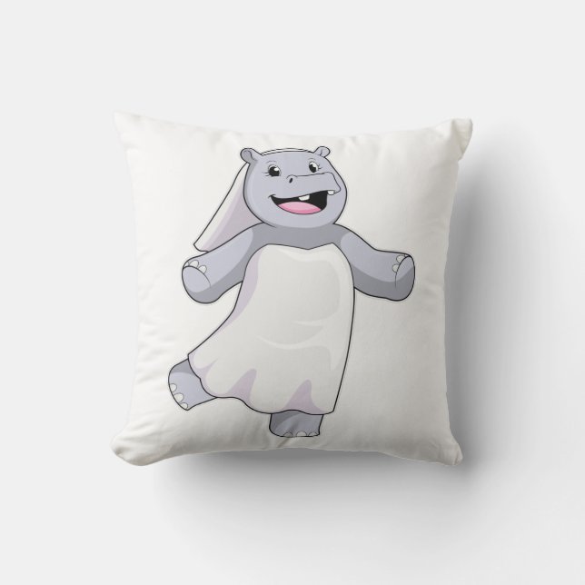 Coussin Hippopotampe en mariée avec voile (Recto)