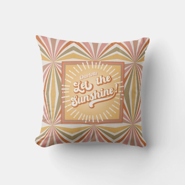 Coussin Hippy Retro Vibe les années 70 laissez Sunshine Su (Recto)