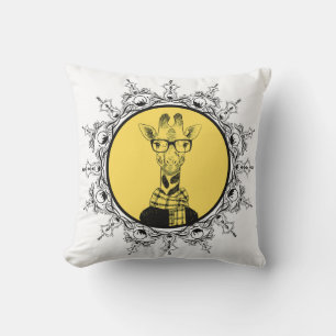 Coussin Hipster Geek Giraffe Funny