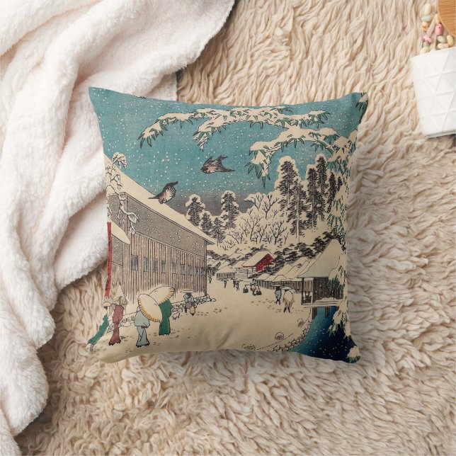 Coussin Hiroshige hiver paysage Japon pays (Couverture)