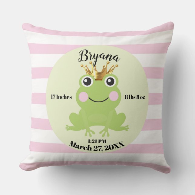 Coussin Histoire de conte de fées grenouille prince rose c (Recto)