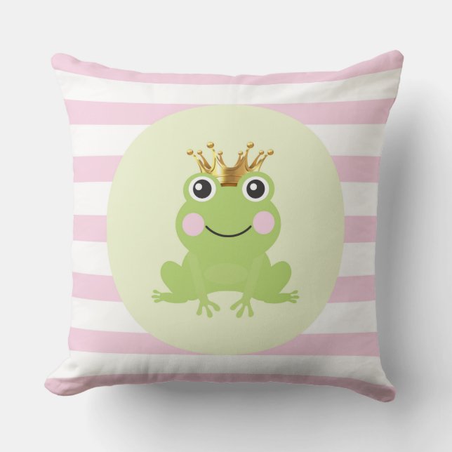 Coussin Histoire de conte de fées grenouille prince rose r (Recto)
