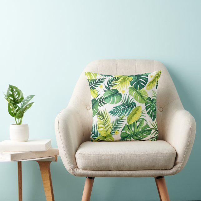 Coussin Histoire de la feuille tropicale - Monstera & feui (Chaise)