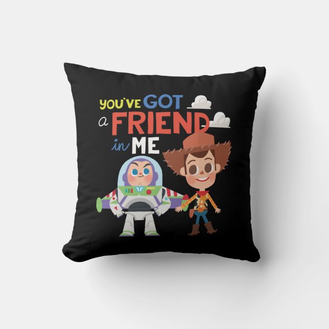 Coussin Histoire du jouet | Caricature Buzz et Woody (Recto)