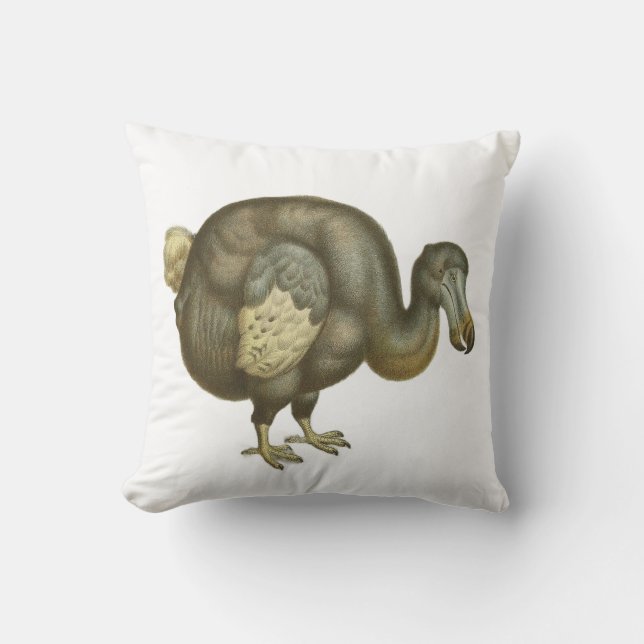 Coussin Histoire Naturelle de l'Oiseau Dodo Antique (Recto)