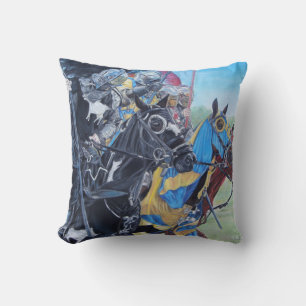 Coussin historic medieval knights jousting on horses