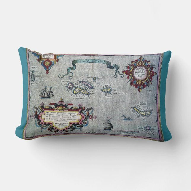 Coussin historique mou de carte des Açores (Recto)